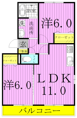 ラフォーレ上ノ台Ｃ 305号室 間取り