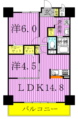 コンフォリア北小金 602号室 間取り