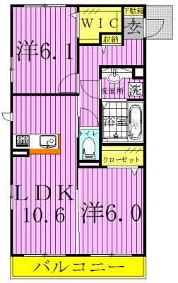 フラッツ酒井根Ⅰ号棟 107号室 間取り