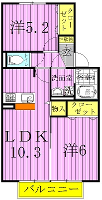 カームベリーA 102号室 間取り