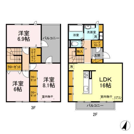 プルメリア 202号室 間取り