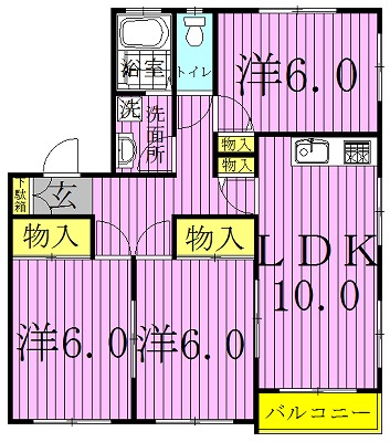 パレス若草 202号室 間取り