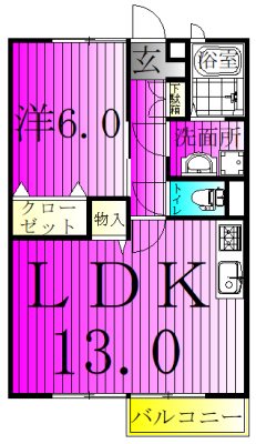 エバーリッチヒルズ 102号室 間取り