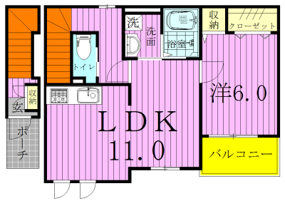ボナール 201号室 間取り
