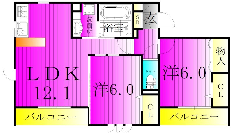 ピアチェーレⅠ 107号室 間取り