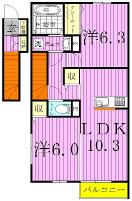 メビウスC 202号室 間取り