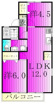 セジュールハイツⅡ 201号室 間取り