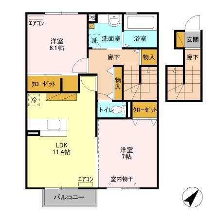 ラ・フルールB 202号室 間取り