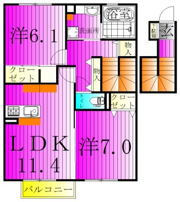 ラ・フルールB 202号室 間取り