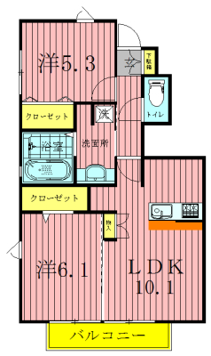 ガーネットⅠ 102号室 間取り