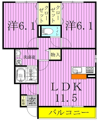 イーズフィールドＡ 101号室 間取り