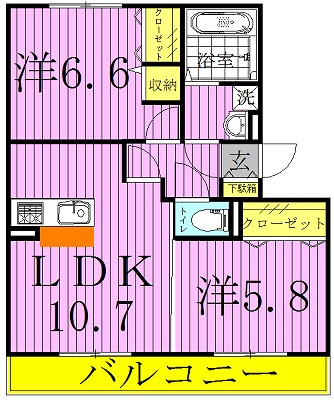 ボヌールおおたかの森Ⅰ 202号室 間取り