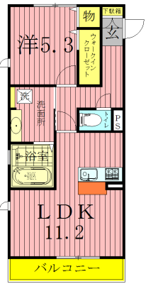 メルベーユおおたかの森　１号棟 107号室 間取り