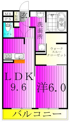 メルベーユおおたかの森　１号棟 106号室 間取り