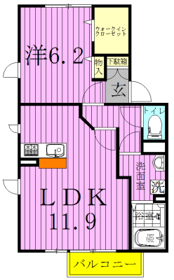 ブリアール 202号室 間取り