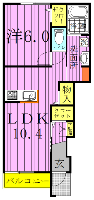 シームリーⅢ 104号室 間取り