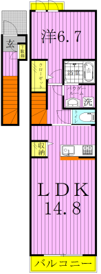 エクロール野々下 202号室 間取り