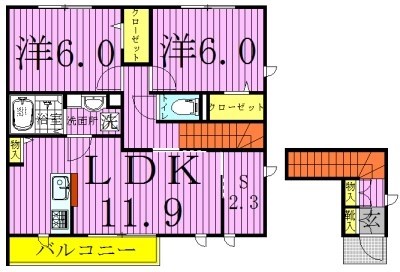 ・はなみずき 203号室 間取り