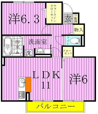 カームベリーD 103号室 間取り