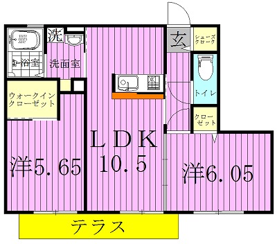 マロン　フルール 101号室 間取り