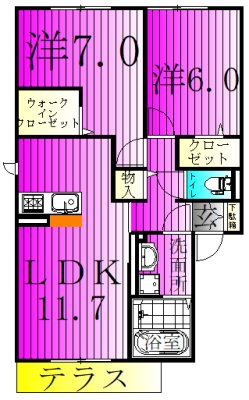 プロシード青葉台C 101号室 間取り