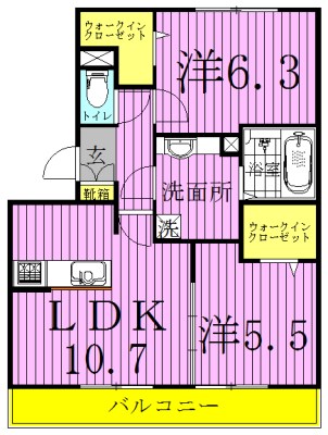 シャルムＨＡⅡ 105号室 間取り