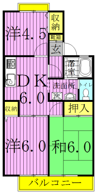 セジュールハイツ 203号室 間取り