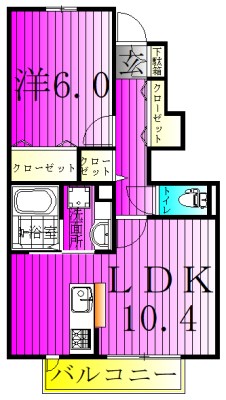 サンハウスナカノⅢ 103号室 間取り