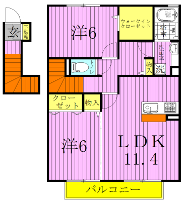 クレール 203号室 間取り
