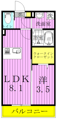 ソレイユ南柏　 307号室 間取り