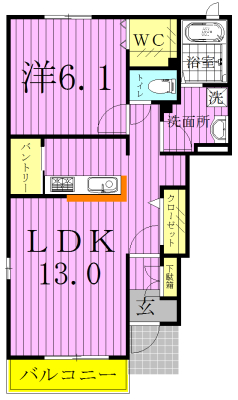 フレシールⅠ 103号室 間取り