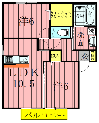 ビューラーＣ 102号室 間取り
