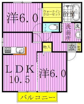 ビューラーＣ 202号室 間取り