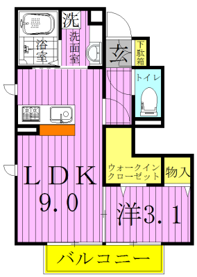 カロン 103号室 間取り