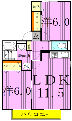 セゾン 201号室 間取り