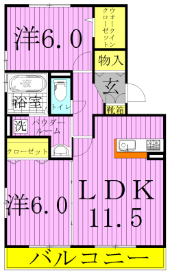 カシータⅠ 102号室 間取り