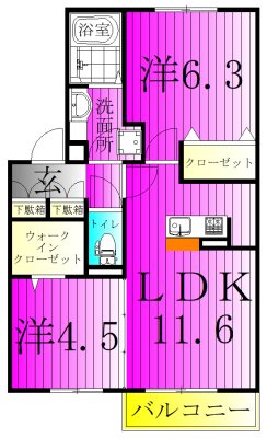 グランヒル 208号室 間取り