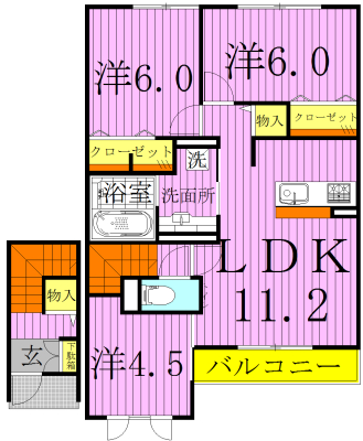 HANABUSA　Ⅰ 202号室 間取り
