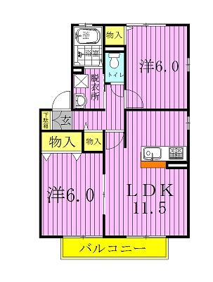 シュマンヴェールＢ 103号室 間取り