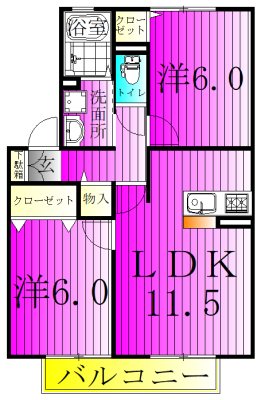シュマンヴェールＢ 103号室 間取り