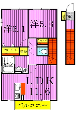 インペリアル野田Ⅱ 205号室 間取り