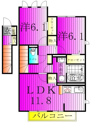 フリューリンク 201号室 間取り