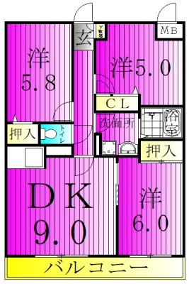 ローズ・ウッド 105号室 間取り