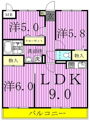 ローズ・ウッド 306号室 間取り