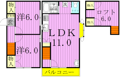 湖北テラスハウス Ｎ-Ｃ号室 間取り