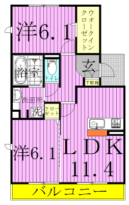 セルリアＡ棟 105号室 間取り