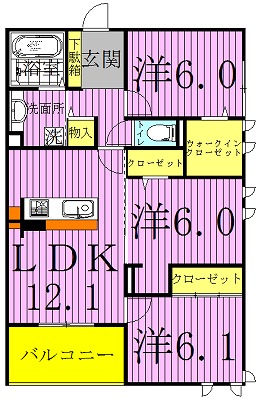 アンプルール 102号室 間取り