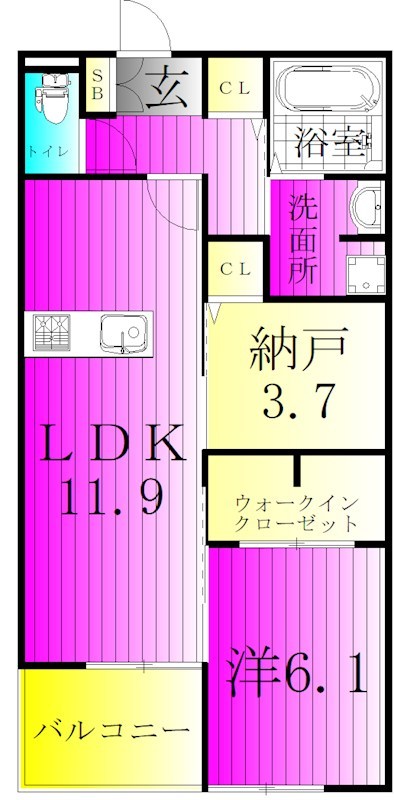 アンプルール 203号室 間取り
