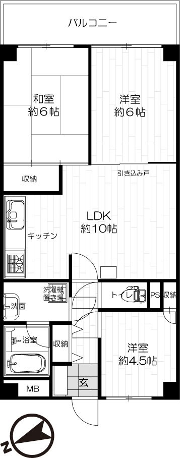 シャンボール瀬田 110号室 間取り