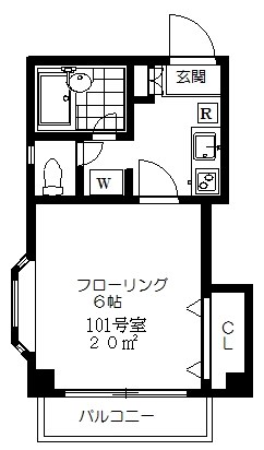 パーシモンコート  １０１号室 間取り